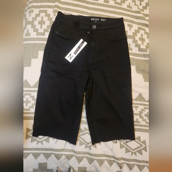 Cut off jean bicycle shorts black NWT - Picture 1 of 3